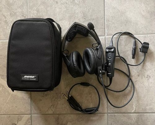 Bose a20 aviation headset bluetooth 6pin lemo cable &amp; case and dual plug adaptor