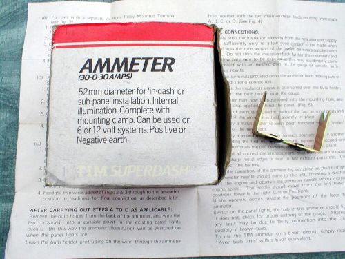 Tim superdash - ammeter 30/30 black bezel 52mm new old stock