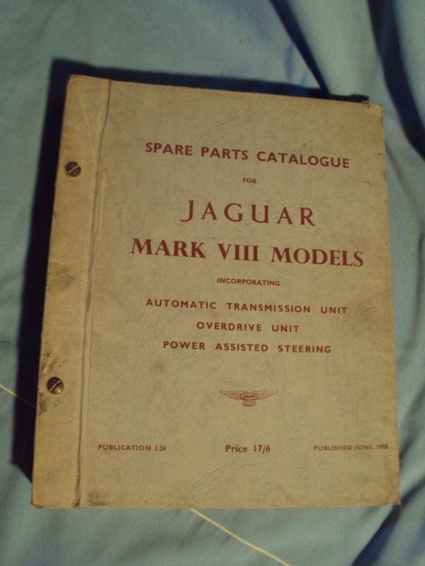 Vintage 1958 jaguar spare parts catalogue mark viii models  binder book