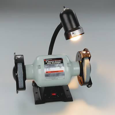 Performance bench grinder 1/2 hp 36 and 60-grit 6"diameter wheels work light