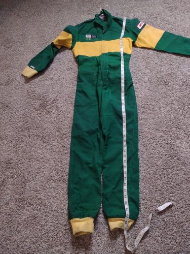 Simpson  racing suit coveralls size 6/95 green yellow race youth (?) a27