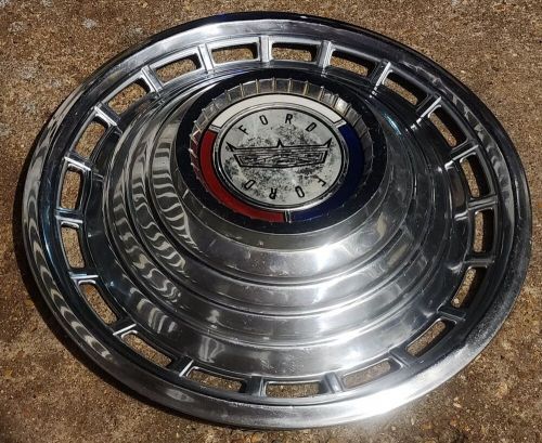 (1) vintage oem 1963 ford galaxie 500 14&#034; deluxe chrome hubcap wheel cover #0t