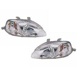 99-00 honda civic 2d/3d/4d headlights headlamps pair set new