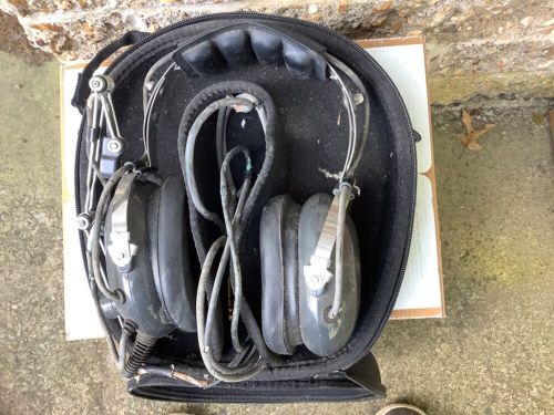 Avcomm aviation headset, average condition, wire sheathing worn/cracked, w/case.