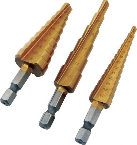 Allstar performance all11040 step drill sets 1/4&#034; shank high-speed steel 3 pc