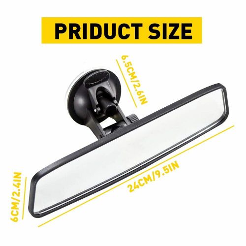 1 car interior rear view mirror wide flat suction cup universal angle adjustable