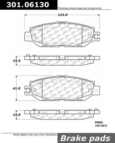 Centric 301.06130 brake pad or shoe, rear-centric premium ceramic pads w/shims