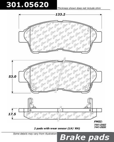 Centric 301.05620 brake pad or shoe, front-centric premium ceramic pads w/shims