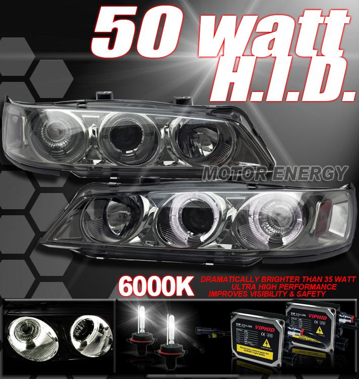 94-97 honda accord halo projector head lights+hid smoke