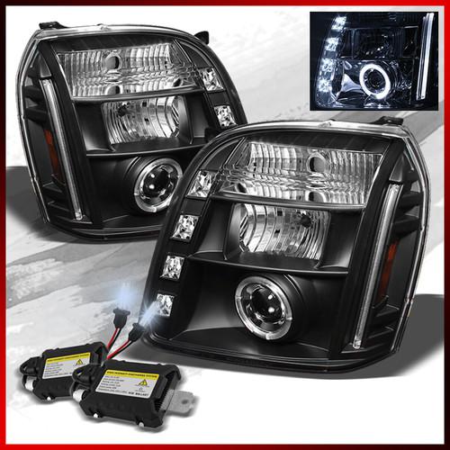 8k slim ballast xenon hid+07-13 gmc yukon halo led projector headlights pair set