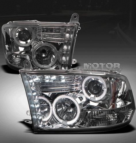 2009-2012 dodge ram pickup truck drl led halo projector headlight lamp smoke set