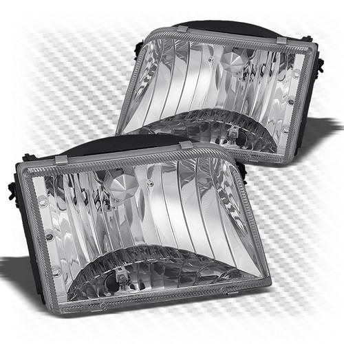 93-97 ranger chrome crystal headlights front lamps replacement left+right