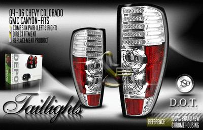 Depo pair euro style chrome altezza tail lights w/ led chevy gmc colorado canyon