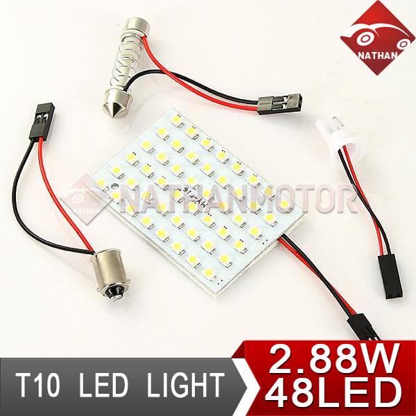 New 1210 white 48 led bulb car interior light reading boot panel lamp adapter