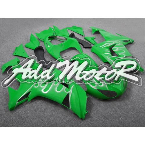 Injection molded fit zx-10r 2006 2007 zx10r white flames green fairing 16w48