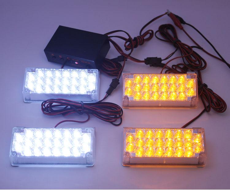 4 x 22 led amber/white auto strobe flash lights emergency grill warning light