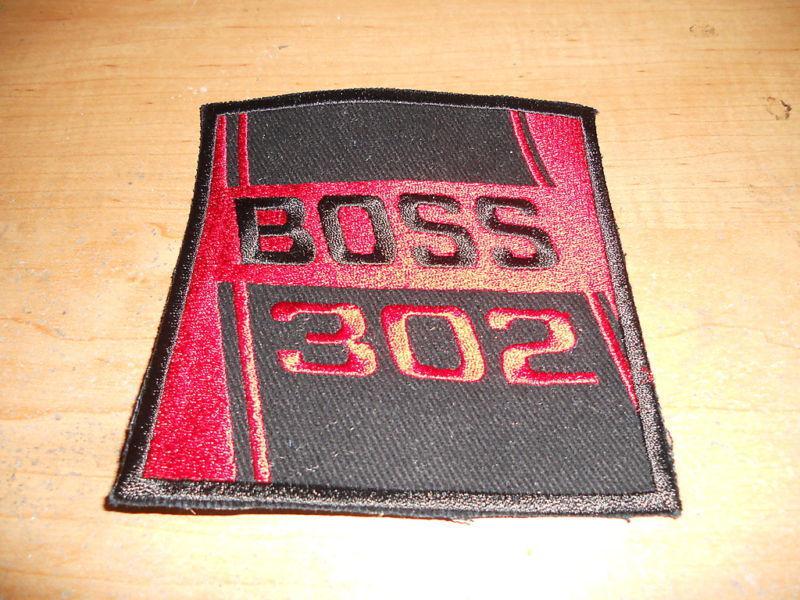 Ford mustang boss 302 stripe logo sew on patch 5" red
