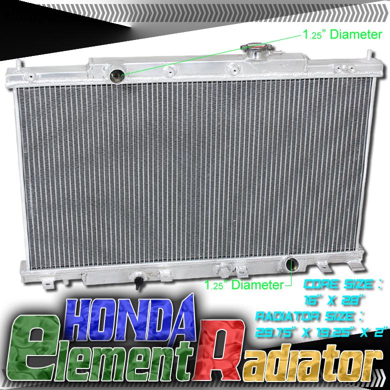 03-11 honda element manual mt 2-row/dual core full aluminum racing radiator jdm