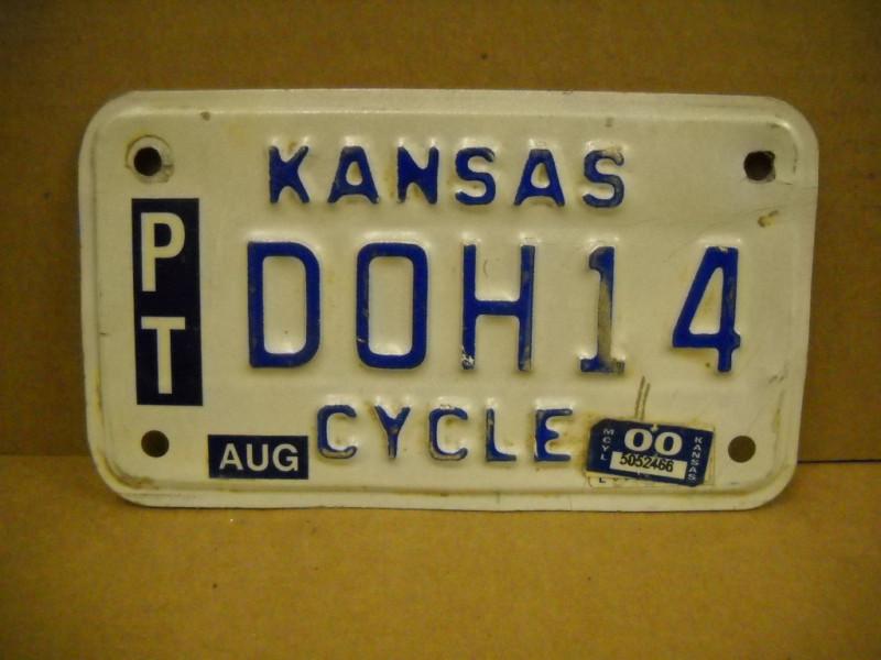 Kansas  motorcycle license plate doh14 harley honda kawasaki suzuki yamaha bsa