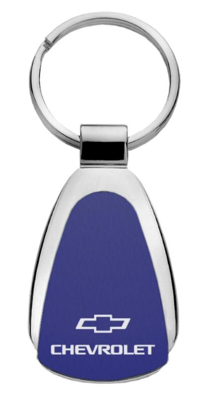 Gm chevrolet blue teardrop keychain / key fob engraved in usa genuine