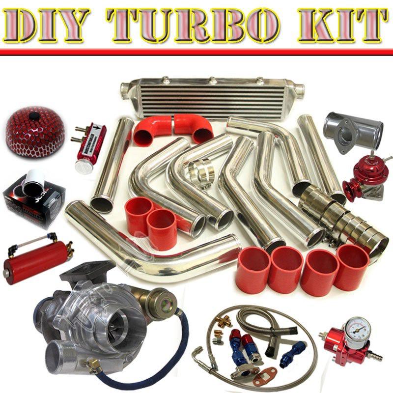 T3/t4 v-band turbo+27" intercooler+2.5" piping kit+fpr+bov type-rs+adaptor c/red