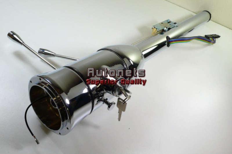 Universal chrome 30" manual floor shift steering column hot rat rod with key