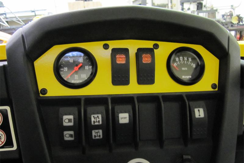 Can-am commander aluminum (2) gauge / (2) switch panel ( yellow ) version #1 new