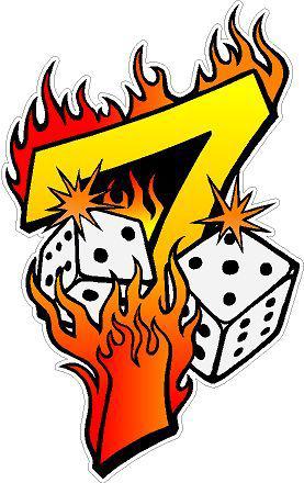 Buy DICE * LUCKY 7 FLAMING DECAL / STICKER * NEW * GAMBLING in ...