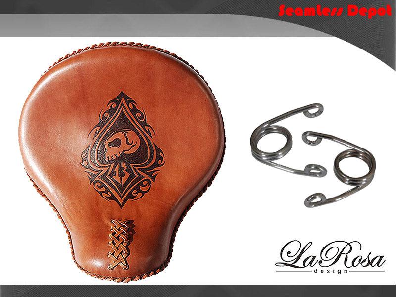 Larosa shedron leather lucky skull design harley softail chopper solo seat kit