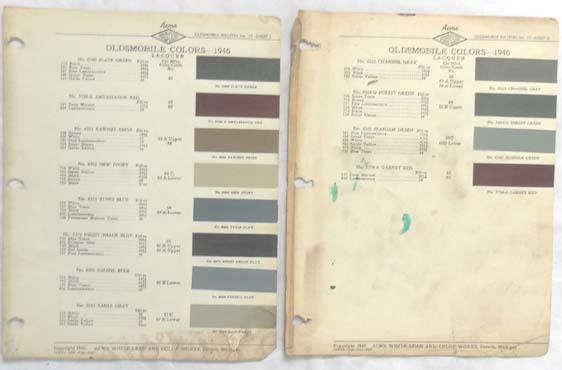 1946 oldsmobile dupont and acme color paint chip charts all models original