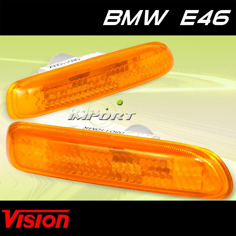 Bmw 99-01 e46 sedan/wagon vision left right amber side marker signal lights new