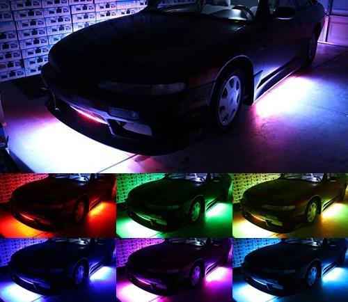 7 color light 90 rgb smd led strip underbody under car glowing kit 2x 24" 2x 36"