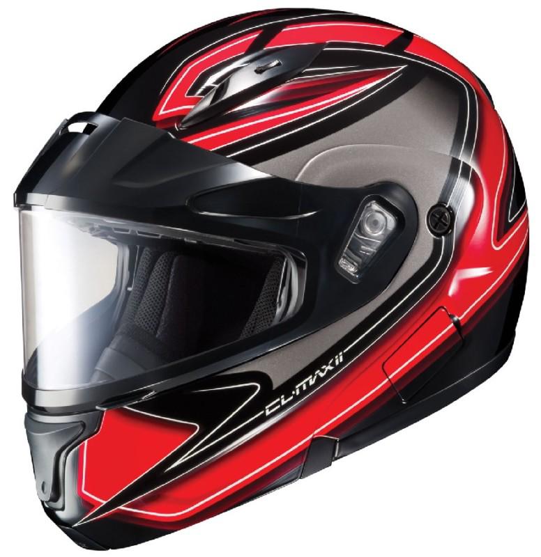 Hjc cl-max ii zader red 3xl dual lens snowmobile modular helmet xxxl