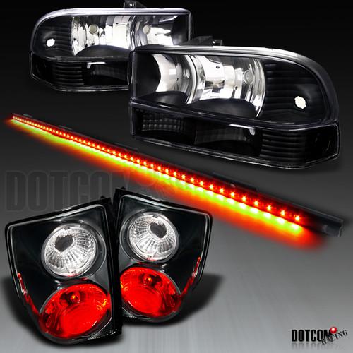 7pcs black 98-04 s10 headlights+bumper signal+tail lamps+49" led tailgate bar