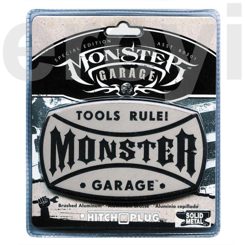 Monster garage metal hitch plug custom hot rod builders car auto truck shop logo