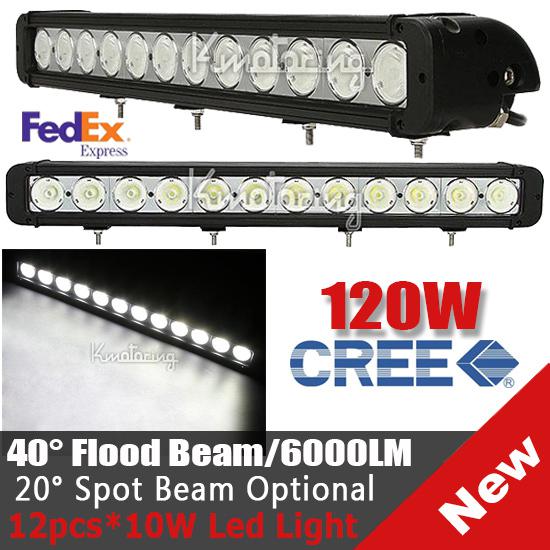 20inch 120w cree spot/flood beam led work single row atv suv offroad light lamp