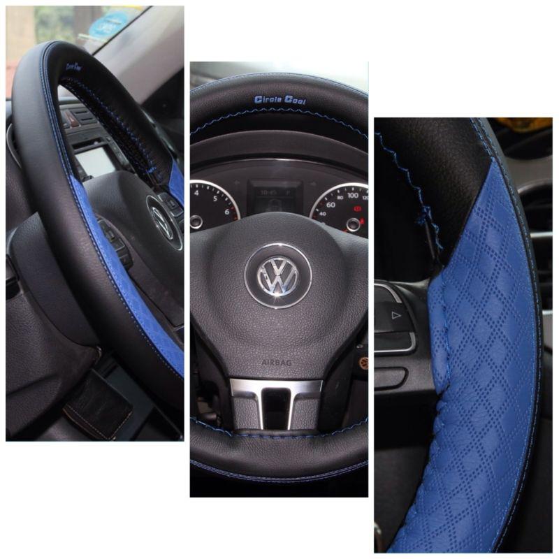 Black+blue leather 47020h steering wheel cover for nissan jeep altima cherokee