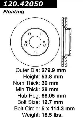 Centric-power slot 128.42050l stoptech sport rotors 89-96 300zx