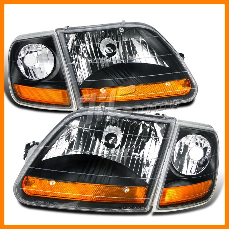 97-02 ford expedition black harley davidson style truck suv headlights w/corner