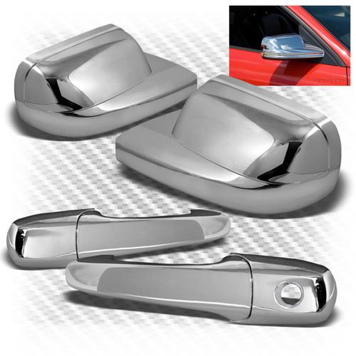 05-09 mustang multi-layer chromed side door handle + mirror cover trims combo