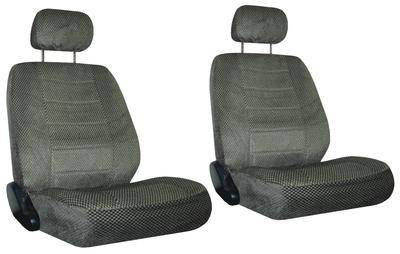 Durable scottsdale fabric - 2 dark grey car  seat covers w/ headrest covers #4