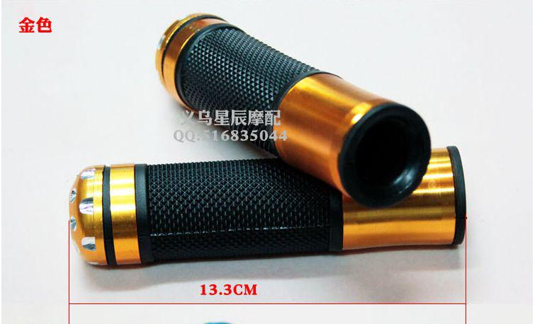 2 pcs universal golden aluminum rubber hand grips 7/8" handlebar for motorcycle