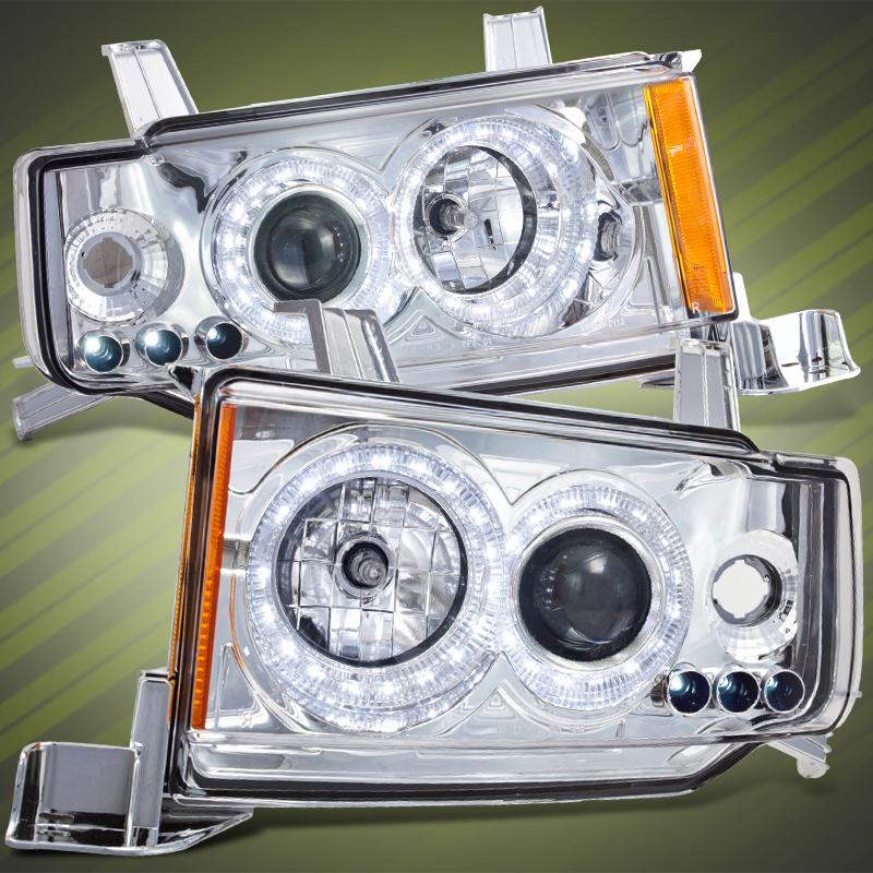 04-06 scion xb dual drl halo angel eye led chrome projector head lights lamp jdm