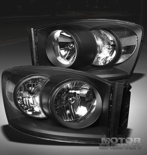 2006 2007 2008 dodge ram 1500 2500 3500 pickup truck crystal headlight black new