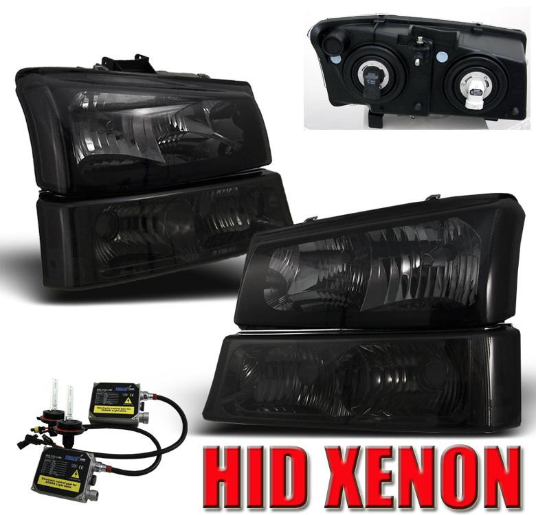 03 04 05 06 chevy silverado smoke head light+bumper+hid