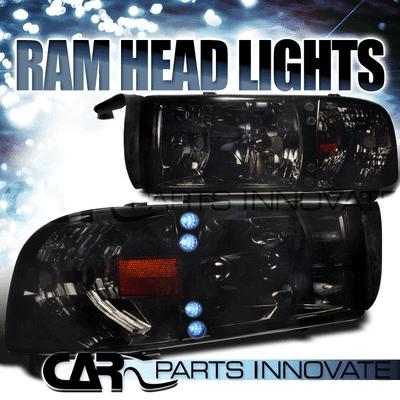 Dodge 94-01 ram 1500 2500 3500 crystal smoke led headlights+corner signal