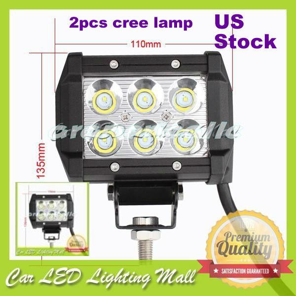 2pcs  18w 1260lm cree led work light bar off-road suv boat 4x4 jeep lamp 4wd