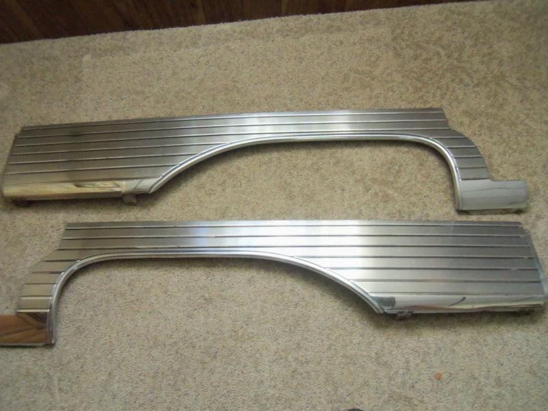 1957 cadillac sixty special rear quarter panel stainless trim skirts oem