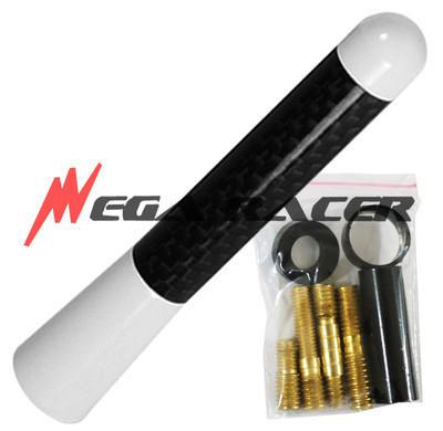 Dodge jdm short white 3" inch/76 mm carbon fiber #8w oem screw type antenna