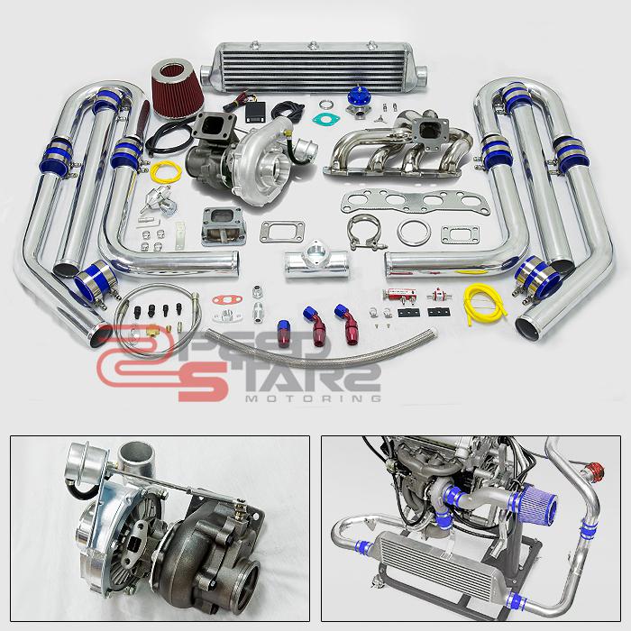 13 pc t3 t04e internal wastegate turbo+ca18 stainless manifold+intercooler+bov